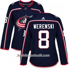 Dame Ishockey Columbus Blue Jackets Tröja Zach Werenski 8 Adidas 2017-2018 Marinblå Authentic